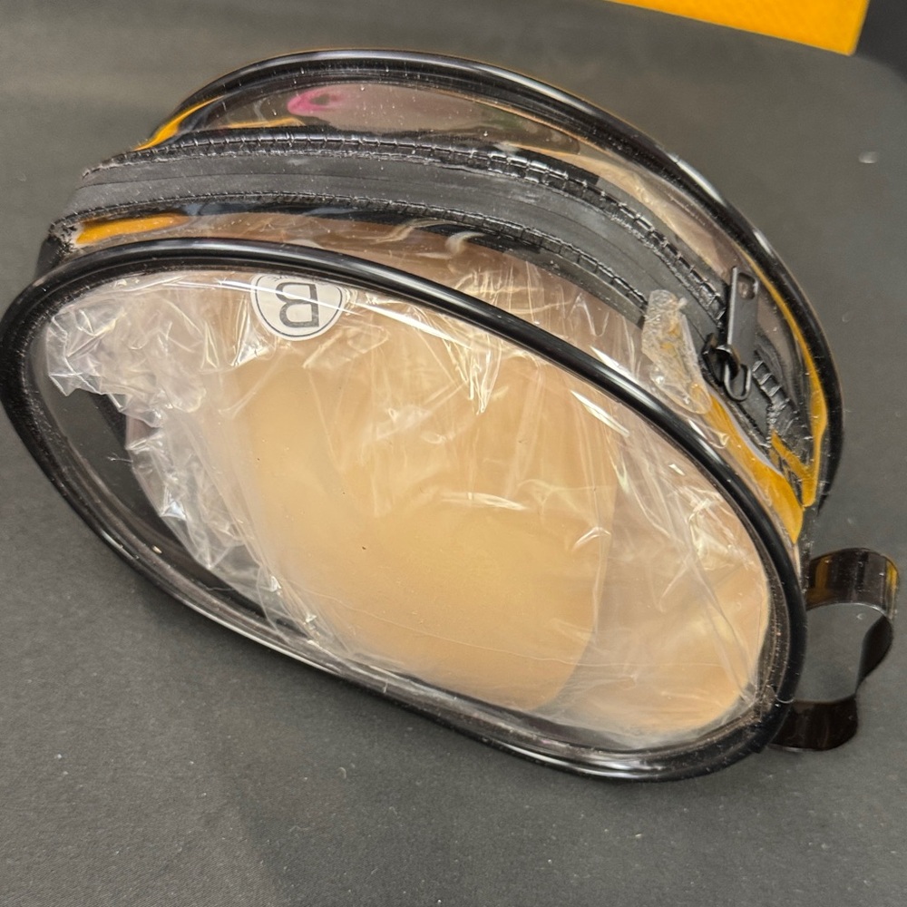 Clear and Black Bag with natural skin bra size b cup sticky boob cover push up